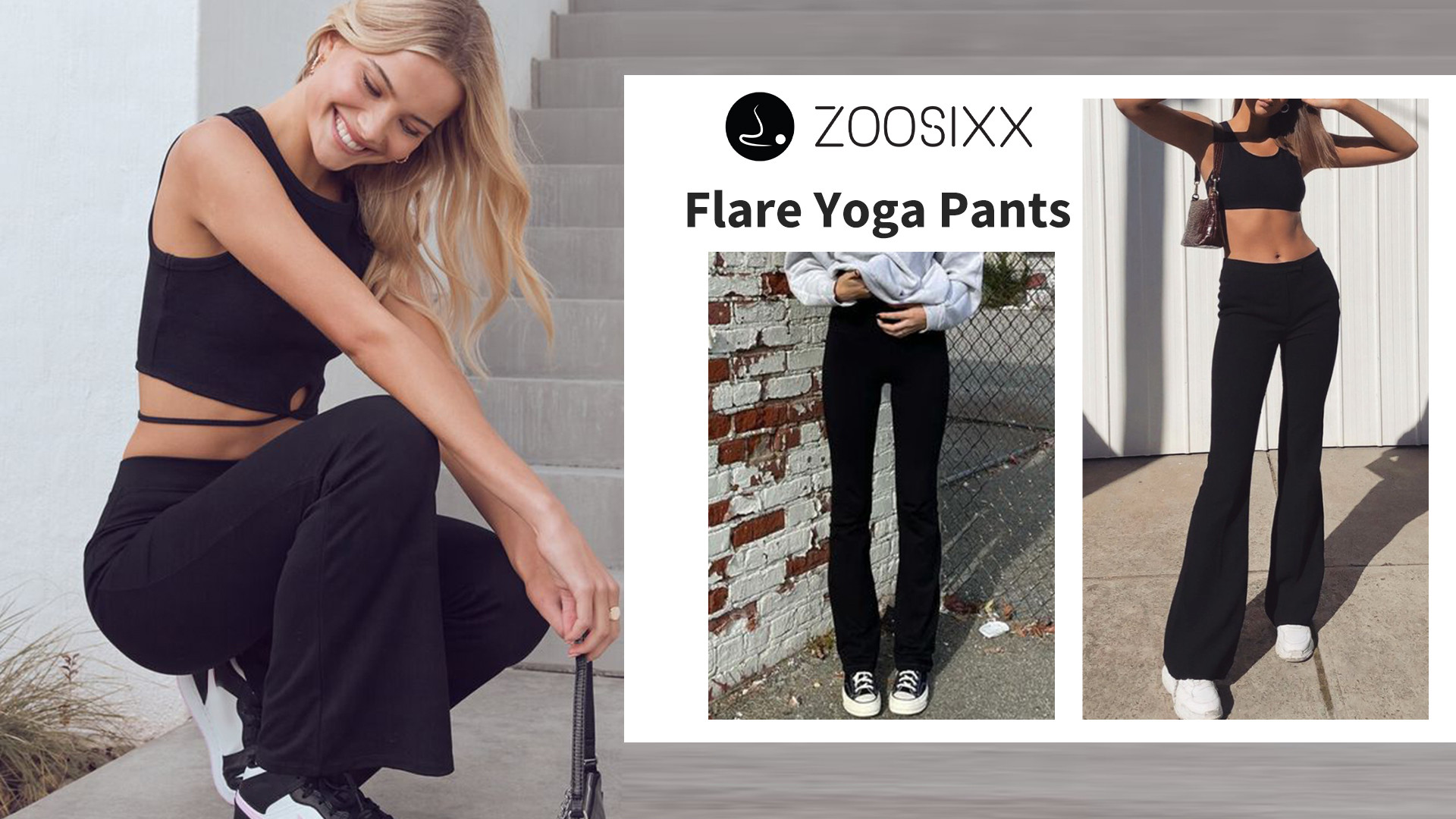 Black Flare Yoga Pants for Women Crossover Soft Bootcut